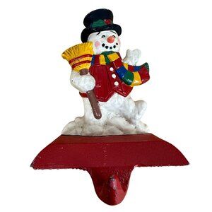 Vintage Midwest Cannon Falls Snowman Stocking Holder Cast Iron Christmas Decor